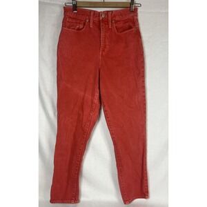 Madewell Womens The Mom Cropped Jeans Coral Pockets High Rise Size 24